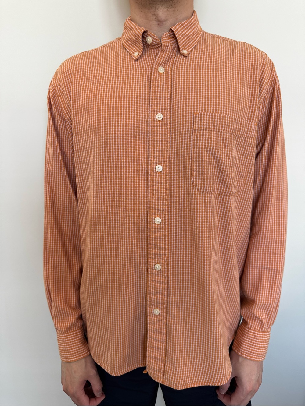 Izod Orange Micro-Check Button-Down Shirt